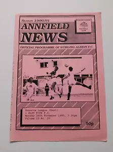 Stirling Albion v East Fife Scottish Reserve League East Football programme 1990 - Picture 1 of 3
