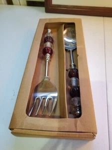 New Red Jeweled Servers By Tabletop Pottery Barn 12" Long Red & Clear Design  - Picture 1 of 9