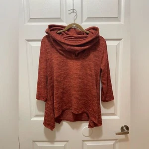 Cozy Rust Cowl-Neck Short-Sleeve Pullover W PS New Directions - Picture 1 of 7