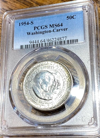 1954-S Washington-Carver Half Dollar PCGS MS64 White Blazer (Fr Orig. Roll) CHRC Cover