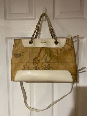 Bolso de mano Alviero Martini para mujer con estampado de mapas con asa de cadena correa larga Foto 1 de 4