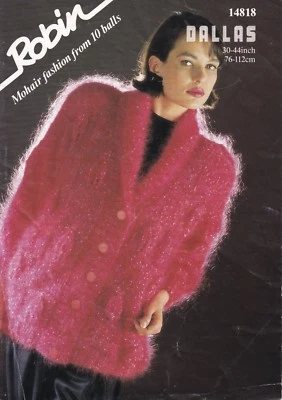LADIES JACKET~MOHAIR KNITTING PATTERN SIZE 30"-44" (E49) - Image 1 of 2