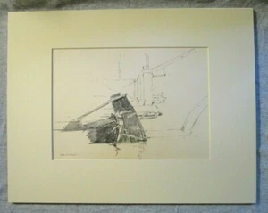 Harry A Vincent (1864-1931) CHIOGGA TILLER Originalzeichnung LISTED Rockport MA - Bild 1 von 4