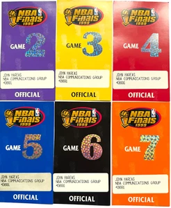 SIX VINTAGE 1999 NBA BASKETBALL FINALS GAMES OFFICIAL PRESS PASSES JOHN HAREAS - Picture 1 of 4