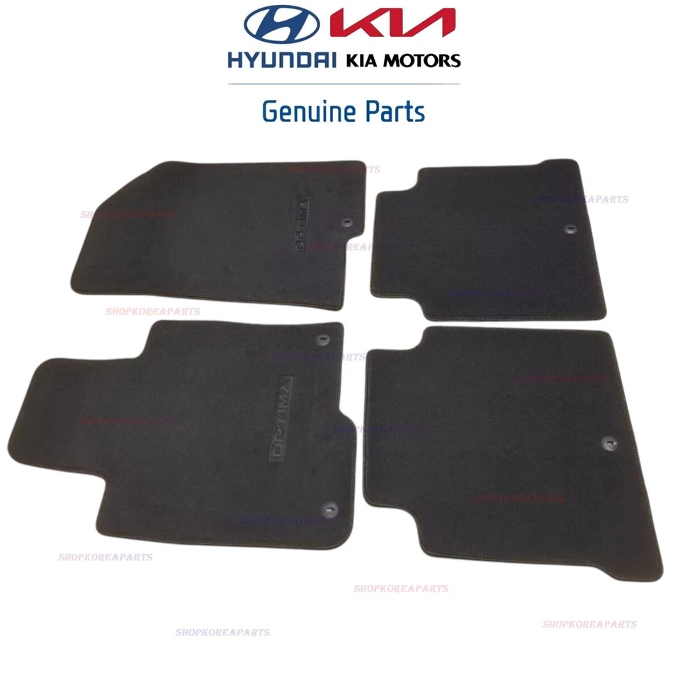 SE ADAPTA A: 16 - 20 JUEGO DE ALFOMBRILLAS KIA OPTIMA 4 PIEZAS CON LOGOTIPO OPTIMA NEGRO OEM NUEVO Foto 1 de 4