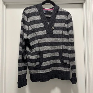TOMMY HILFIGER L Langarm Pullover Pulli mit Kapuze V-Ausschnitt weites Bündchen grau - Bild 1 von 10