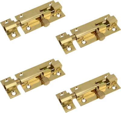 Perno de barril de latón fundido macizo de 2 pulgadas, cerradura de pestillo deslizante de puerta de latón antiguo, pesado  Foto 1 de 4