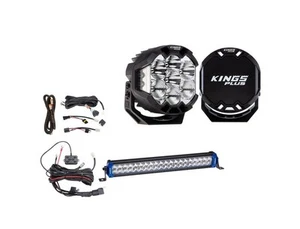 Kings 7" Lethal Pro Driving Lights +harness + 20" Double Row Light Bar + Harness - Picture 1 of 12
