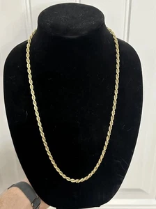 925, Sterling Silver Gold Over Rope Chain 26” - Picture 1 of 4