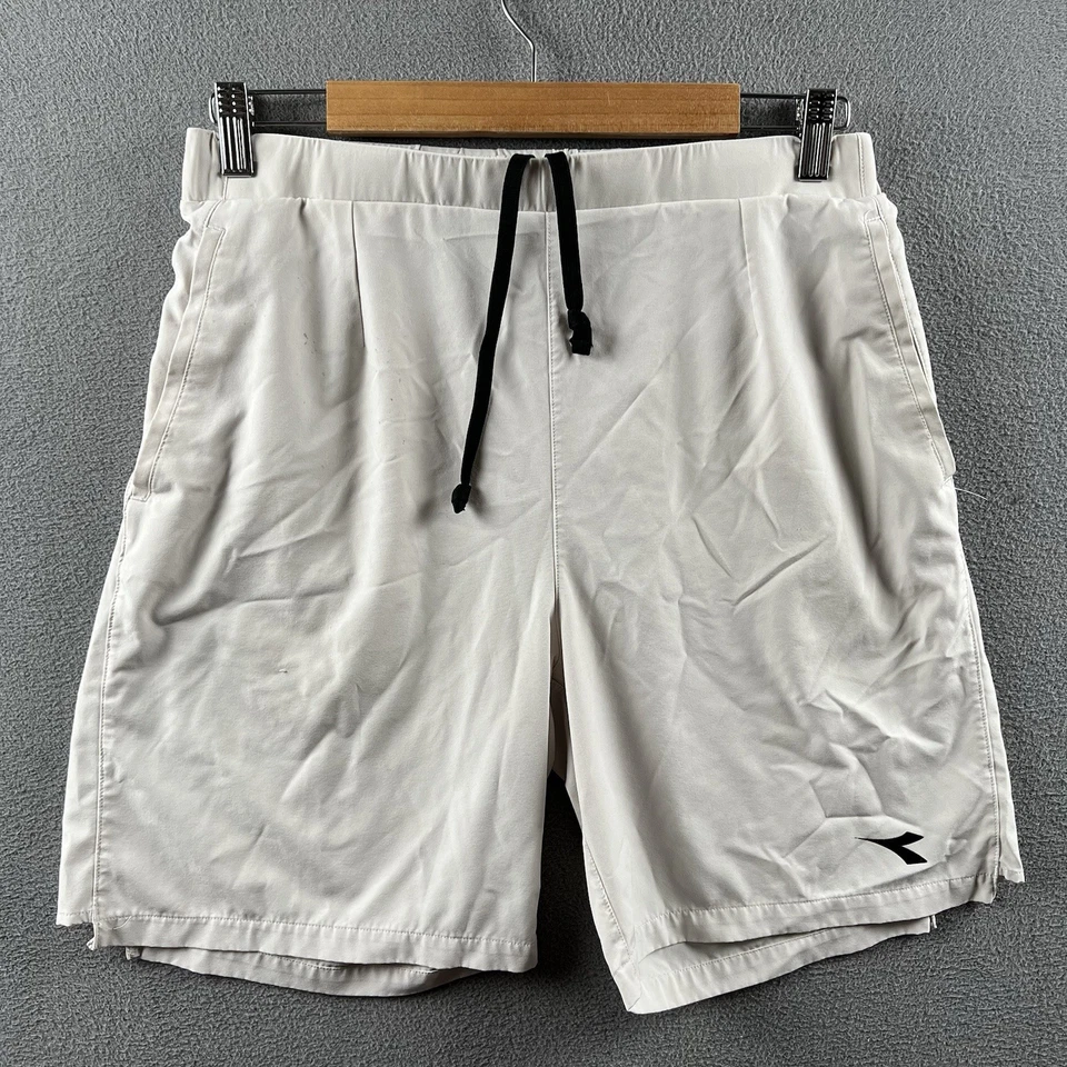 Pantalones Cortos Diadora De Colección Para Hombre Grandes Blancos Poliéster Rendimiento Fútbol Tenis Foto 1 de 4