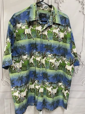 Camisa hawaiana Roper Horses para hombre XL palmeras abotonadas manga corta vintage Foto 1 de 4