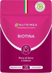 Biotina 120 Capsule – Vitamina B8, Zinco e Selenio per Capelli, Unghie, Pelle - Foto 1 di 10