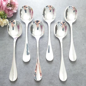 Christofle Fidelio 6pcs Silverplate Flatware Consomme Soup Spoon Excellent - Picture 1 of 17