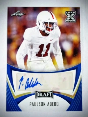 2021 Leaf Draft Autographed Paulson Adebo #BA-PA1 Rookie Excellent Auto RC - Image 1 of 2
