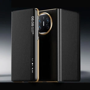 For Huawei Mate X3 X5 Luxury Genuine Leather Slim Flip Window Smart Case Cover - Picture 1 of 27
