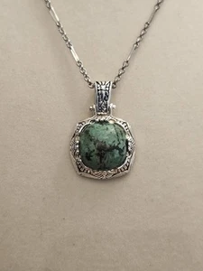Vintage CHANEL Estate Lot Turquoise Pendant w/ A Matching Silver Tone Necklace - Picture 1 of 2