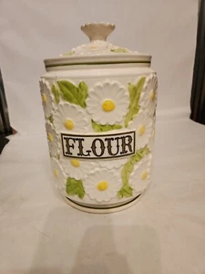 Vintage Large Daisy Flower Mid Century Cookie Jar Flour Canister Enesco - Picture 1 of 7