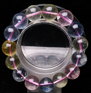 14mm Genuine Natural Colorful Morganite Gemstone Round Beads Bracelet AAA - Imagen 1 de 6