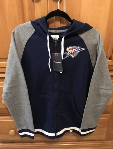 NWT! Men’s Small Fanatics NBA OKC Thunder Hoodie Sweat Shirt Blue Grey KD Cover