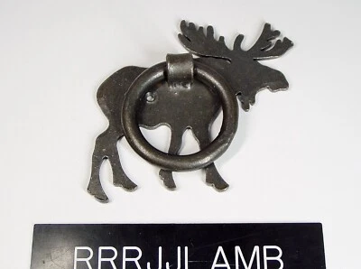 Rustic Lodge MOOSE DOOR KNOCKER Made of 6" x 7" Heavy Iron w/ Thick Ring Knocker - Image 1 of 4