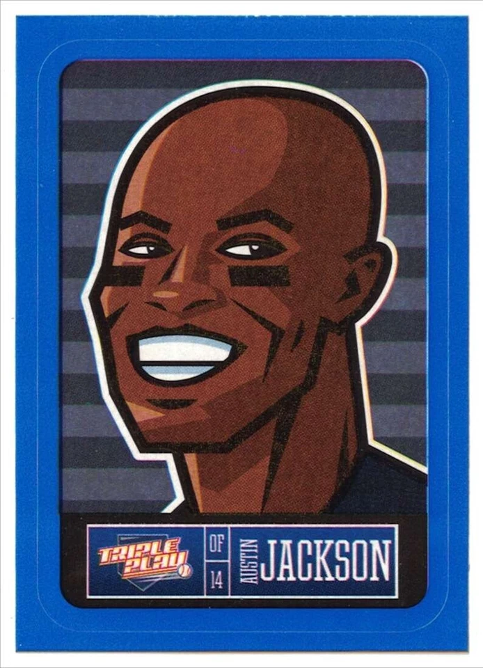 2013 Panini Triple Play - Player Stickers - Blue Border #4 Austin Jackson - Image 1 of 2
