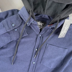 Nuevo Eighty Eight Chamarra Hombres M Pana Camisa Con Capucha Botón L/S Azul Cordón - Imagen 1 de 11