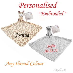 Personalised Animal Baby Comforter Blanket Security Blanket Zebra Giraffe Teddy - Picture 1 of 3