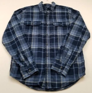 George Flannel Shirt Men’s Extra Small XS Blue Gray Plaid Long Sleeves Pockets - Picture 1 of 10