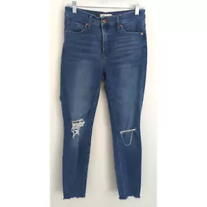 Madewell Jeans Women's 28 9" Mid Rise Skinny Denim Distressed Raw Hem - Picture 1 of 12