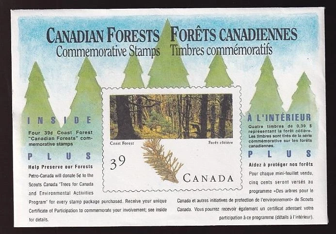 Canada 1990 Coastal Forest pane in Petro-Canada Sponsorship envelope, sc#1285a - Image 1 of 1