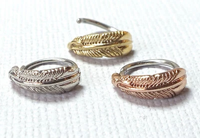 1pc Bendable Feather Nose Hoop / Cartilage Ring Rook Daith Helix Tragus  - Image 1 of 4