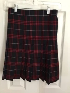 French Toast Red And Navy Blue Pleated Uniform Skirt Size Girls 10 EUC - Picture 1 of 4