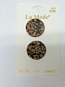 Neu La Mode Vintage 3/4" 0,75" 19mm braun mittel modern geometrisch 2 Knöpfe Frankreich - Bild 1 von 2