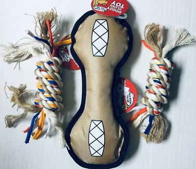 3 Pc Doggy Rope Toys and Doggy Plush toy for Small Medium Dog Chew Toys New - Image 1 of 2