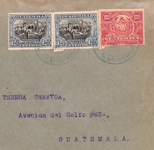 GUATEMALA Cover 1921 *Quetzaltenango* QUETZAL BIRD 12½c Mixed Franking XH6 - Picture 1 of 12