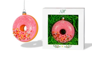 North Star Christmas | Strawberry Sprinkle Donut Glass Ornament | Food Collectio - Picture 1 of 8