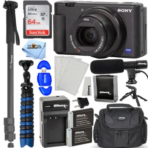 Sony ZV-1 20.1MP/4K Compact Vlog Digital Camera - 14PC Accessory Vlogging Bundle - Picture 1 of 5