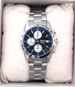 Seiko Chronograph SND365PC Dunkelblau Herrenuhr Echt Edelstahl Geschenk - Bild 1 von 15