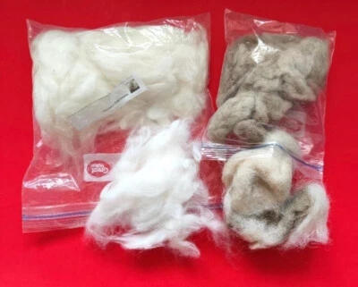 Handspun White Angora Felting  Yarn 1.3 oz & Brown Alpaca 1.6 oz Needle Felting - Image 1 of 3