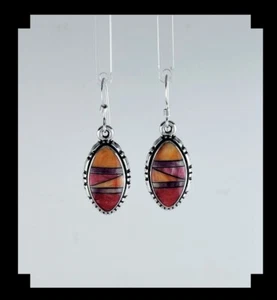 Handcrafted Sterling and Multi-Color Spiny Oyster Earrings - Picture 1 of 5