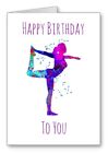 Yoga Pose Happy Birthday Card Watercolour Effect 2 All Cards 3 for 2