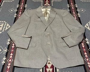 Hart Schaffner Marx Blazer Mens 46R Beige Houndstooth T8 - Picture 1 of 10