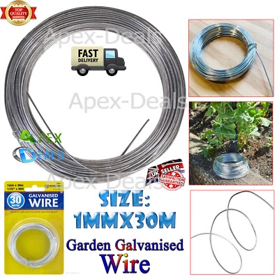 Galvanised 30m Garden Wire Strong Rust Proof Gardening Tying Fixing Training 1mm