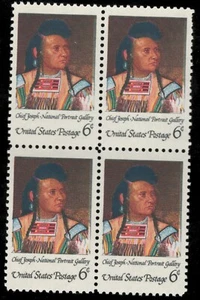 US. 1364. 6c. Chief Joseph, American Indian Issue. Block of 4. MNH. 1968 - Picture 1 of 1