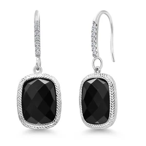 925 Sterling Silver Onyx Drop Dangle Earrings For Women (4.60 Cttw, Gemstone - Picture 1 of 3