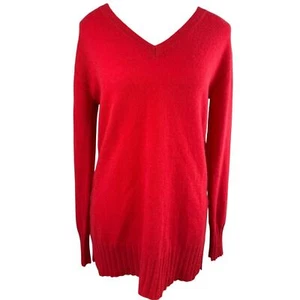 Anthropologie 100% Cashmere Collection Rot Pullover V-Ausschnitt Valentinstag XS Neu - Bild 1 von 13