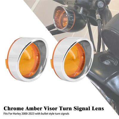 Luz de señal de giro cromada visera anillo de ajuste lente ámbar para Harley Sportster Softail Foto 1 de 4