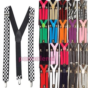 Bretelle donna uomo straccali suspenders regolabili elastiche ballo danza BR-01 - Picture 1 of 69