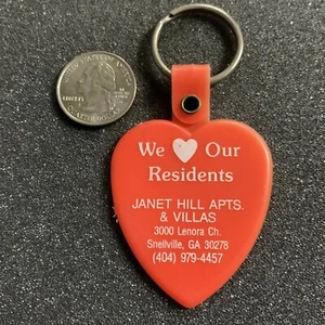 Janet Hill Apartments Villas Snellville Georgia Heart Keychain Key Ring #41309 - Picture 1 of 2