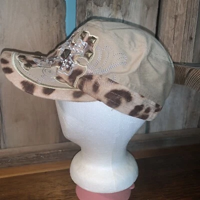 Leader L.O.G.A Hat Cap Adjustable Strap Back Embroidered Logo Tan Cross Leopard - Image 1 of 4